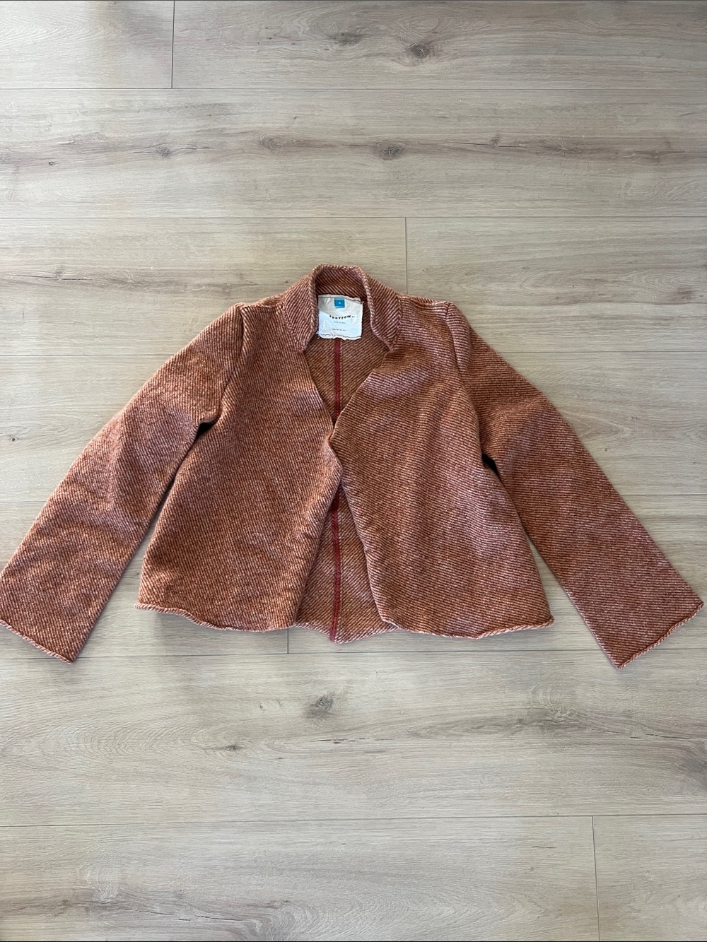 Sparrow by Anthropologie Women’s Textured Open-Front Jacket - Rust 100% lambswoo